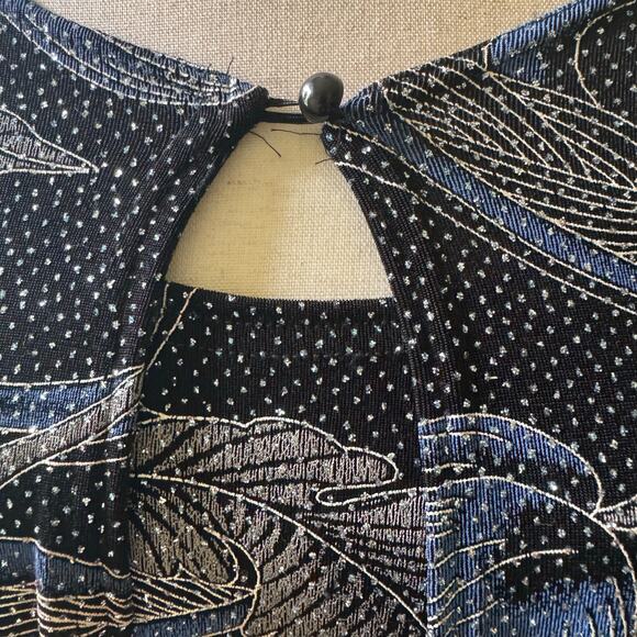 Vintage Onxy Nite Cardigan Set Womens Blue Sparkle Event MOB Made in USA size XL - Picture 6 of 12